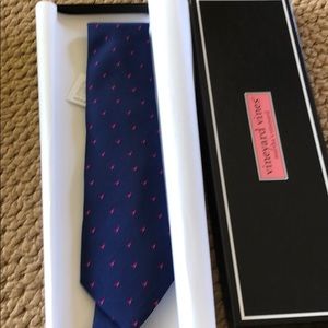 Vineyard Vines Silk Tie Navy with Pink Ribbon NIB
